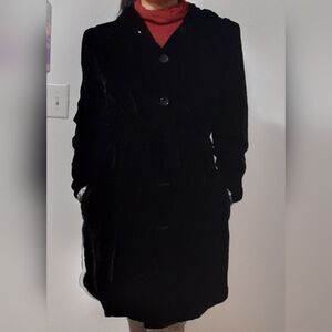 Lily Black Velvet Belted Silk Lined Dress Jacket Medium